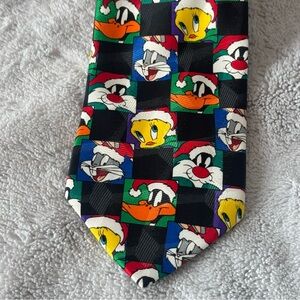 Looney Tunes Mania Vintage 90s Christmas‎ Tie Bugs Bunny Daffy Duck, Tweety Bird